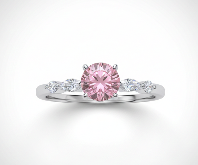 Sterling Silver Pink Topaz Ring Solitaire Engagement 925 Hallmark Size K-S