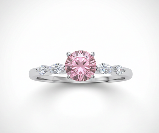 Sterling Silver Pink Topaz Ring Solitaire Engagement 925 Hallmark Size K-S