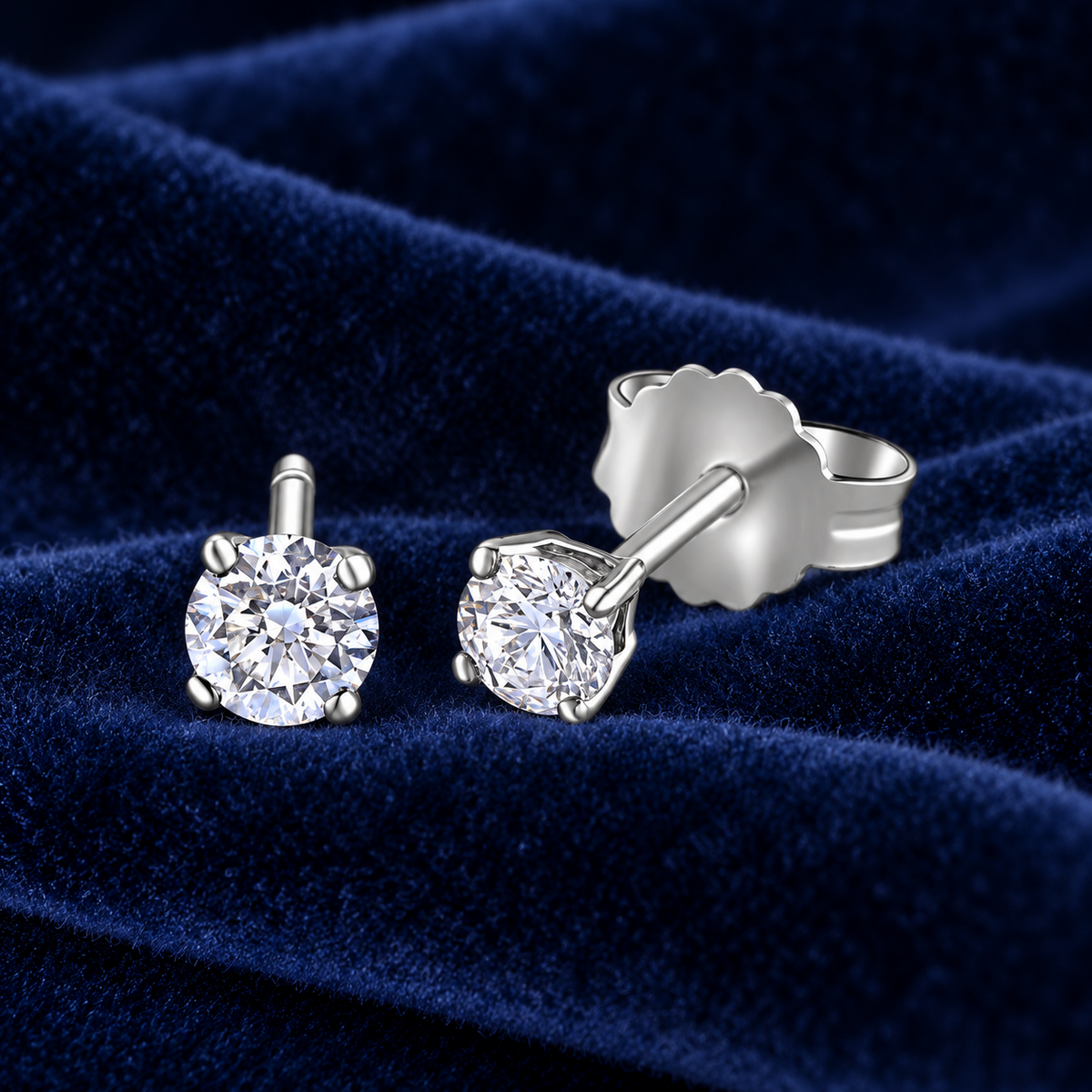 Real Diamond Solitaire Earrings 9ct White Gold Studs 0.25ctw Mined Diamonds