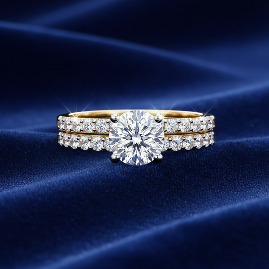 18ct Gold Bridal Set Rings Wedding Engagement on Sterling Silver 925 Size K - U