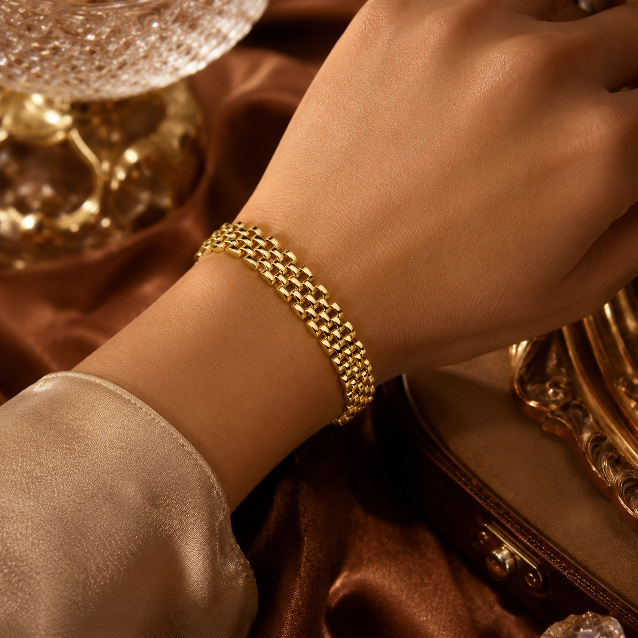 Luxury Gold Pantha Bracelet 9ct Yellow Gold 375 Hallmark 19cm