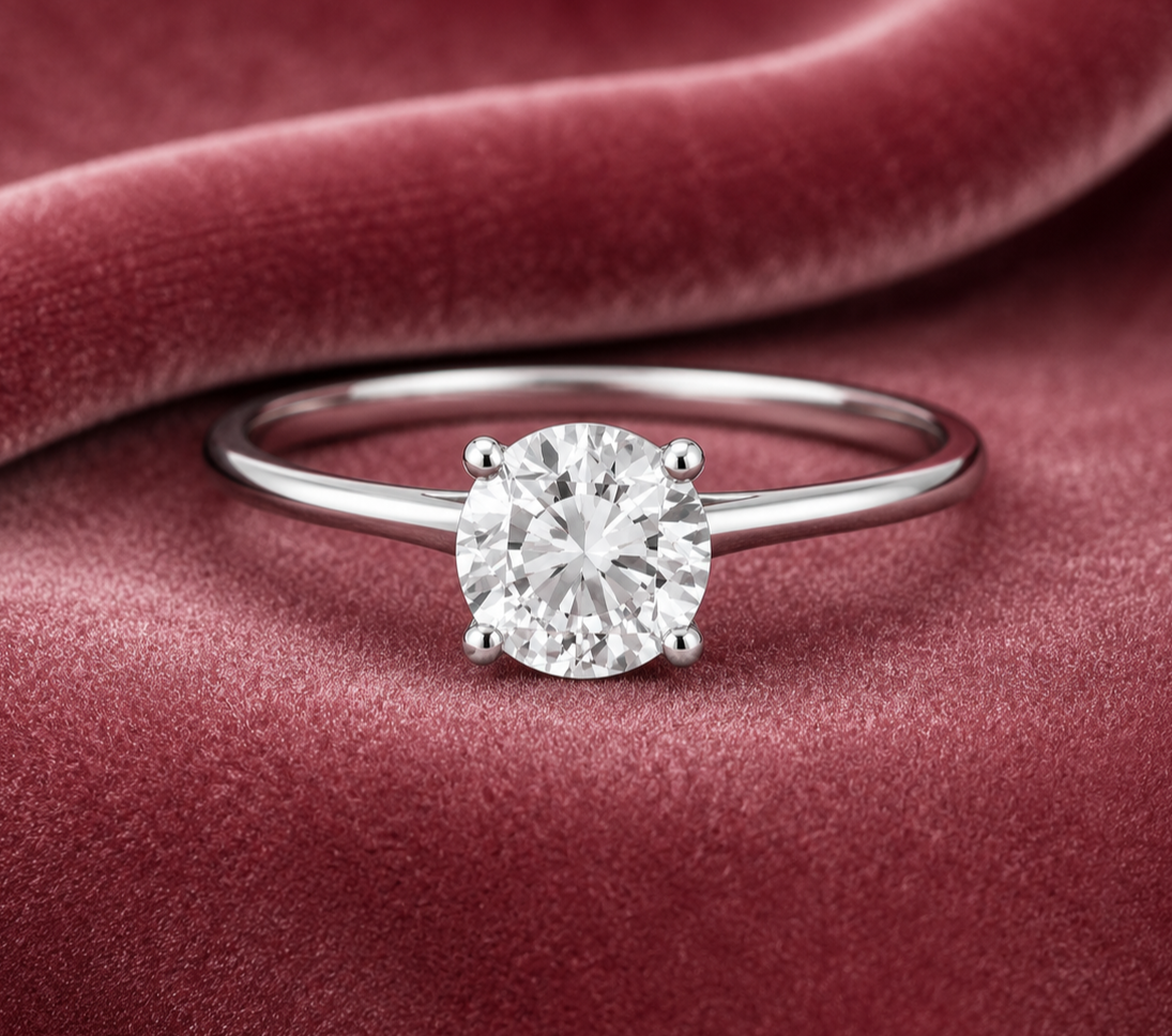 8mm Solitaire Engagement Ring Solid Sterling Silver 925 Hallmark Size J-V