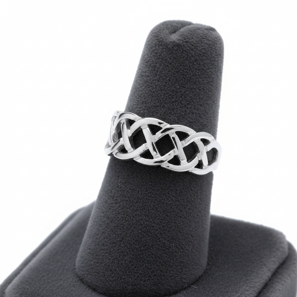 Sterling Silver Celtic Ring 8mm Wide 925 Hallmark Sizes K - S