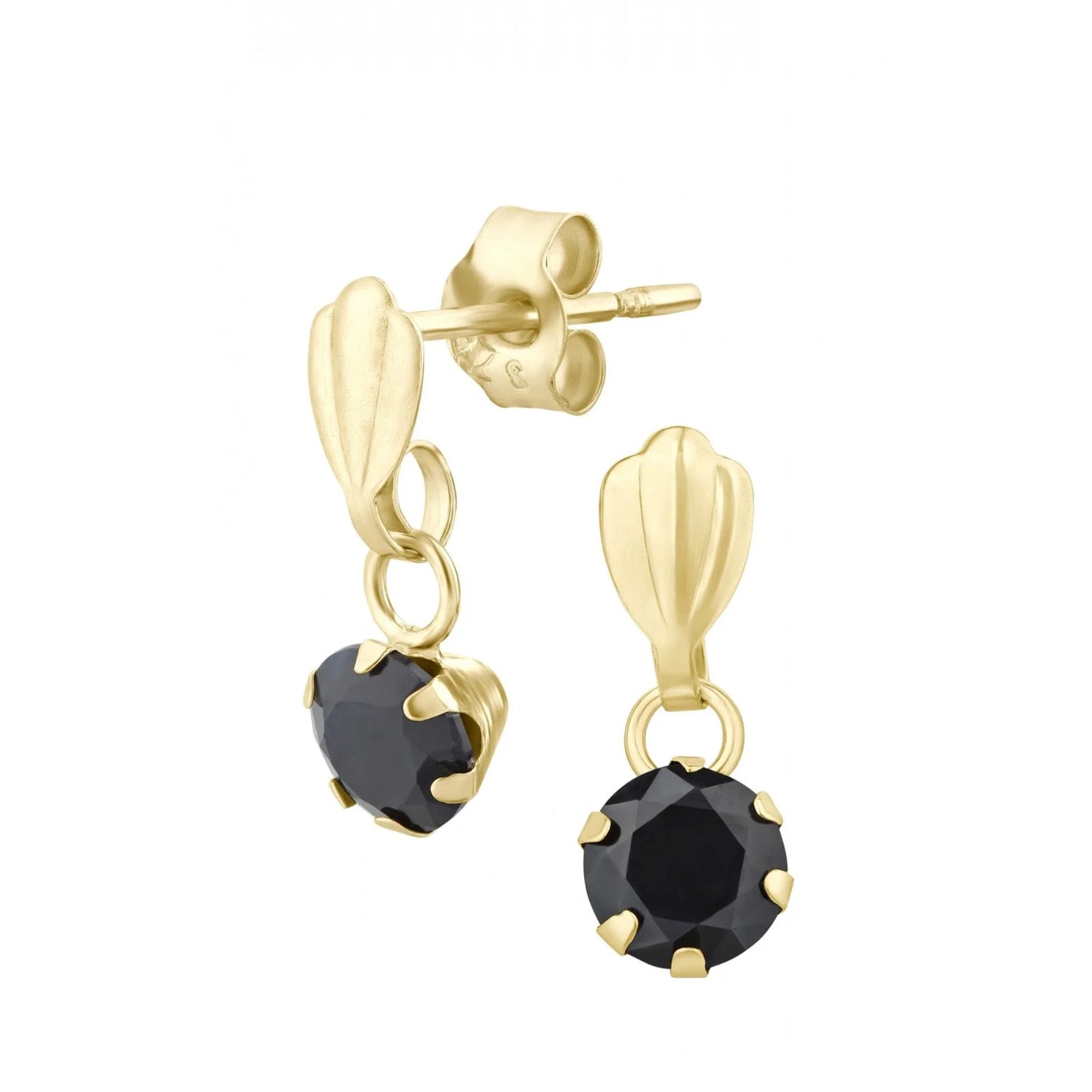 Natural Sapphire Drop Earrings Solid 9ct Yellow Gold Hallmarked