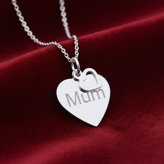 Mum Heart Tag Pendant Solid Sterling Silver 925 Hallmark 18" Chain Mothers Day