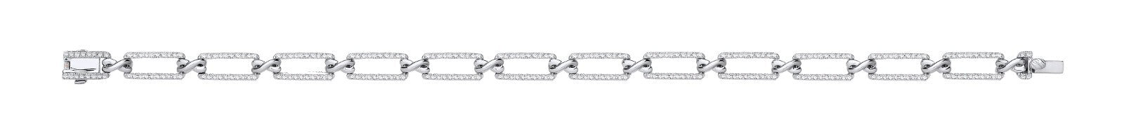 9ct White Gold 1.13ct Bracelet Rectangular Link Infinity Made in London