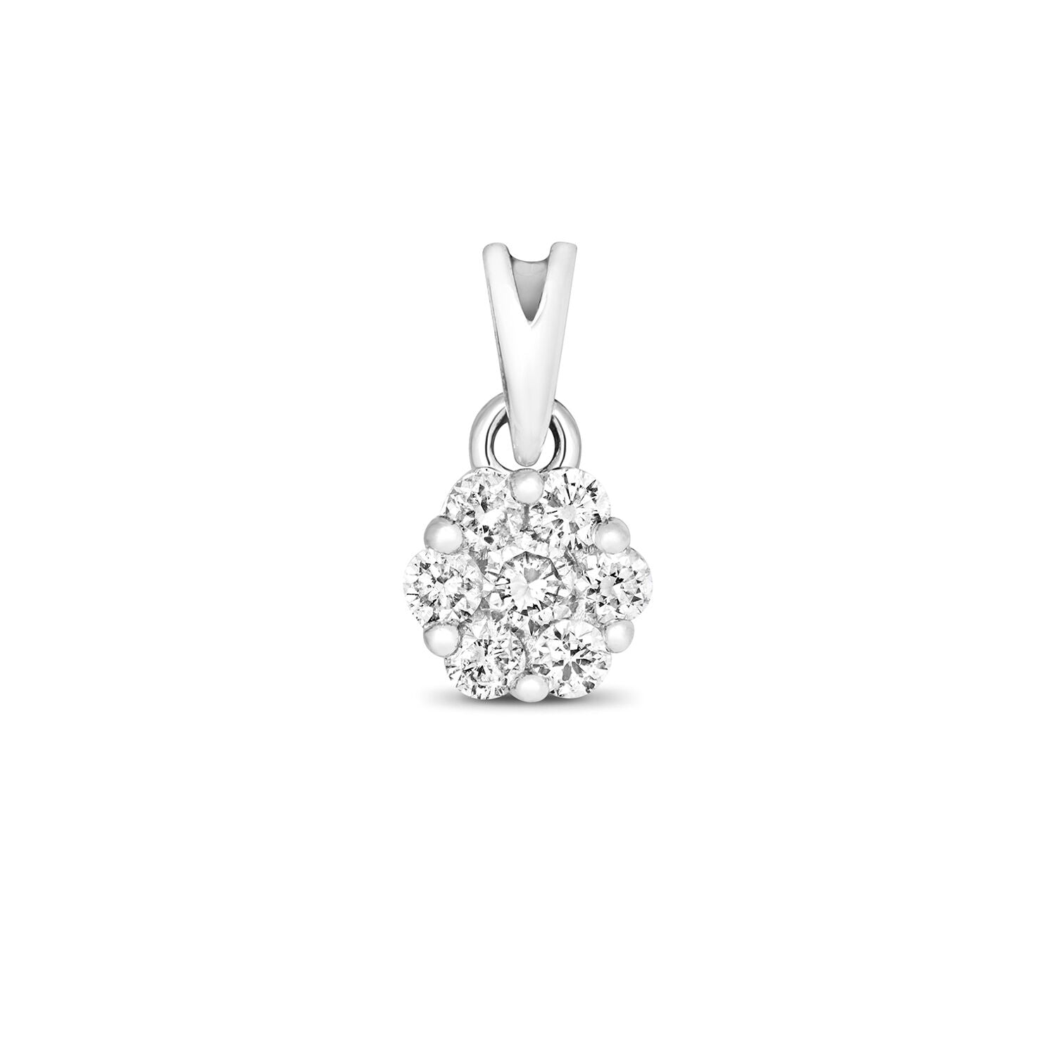 Diamond Flower Pendant 9ct White Gold Cluster  0.15ctw  Rreal Diamonds
