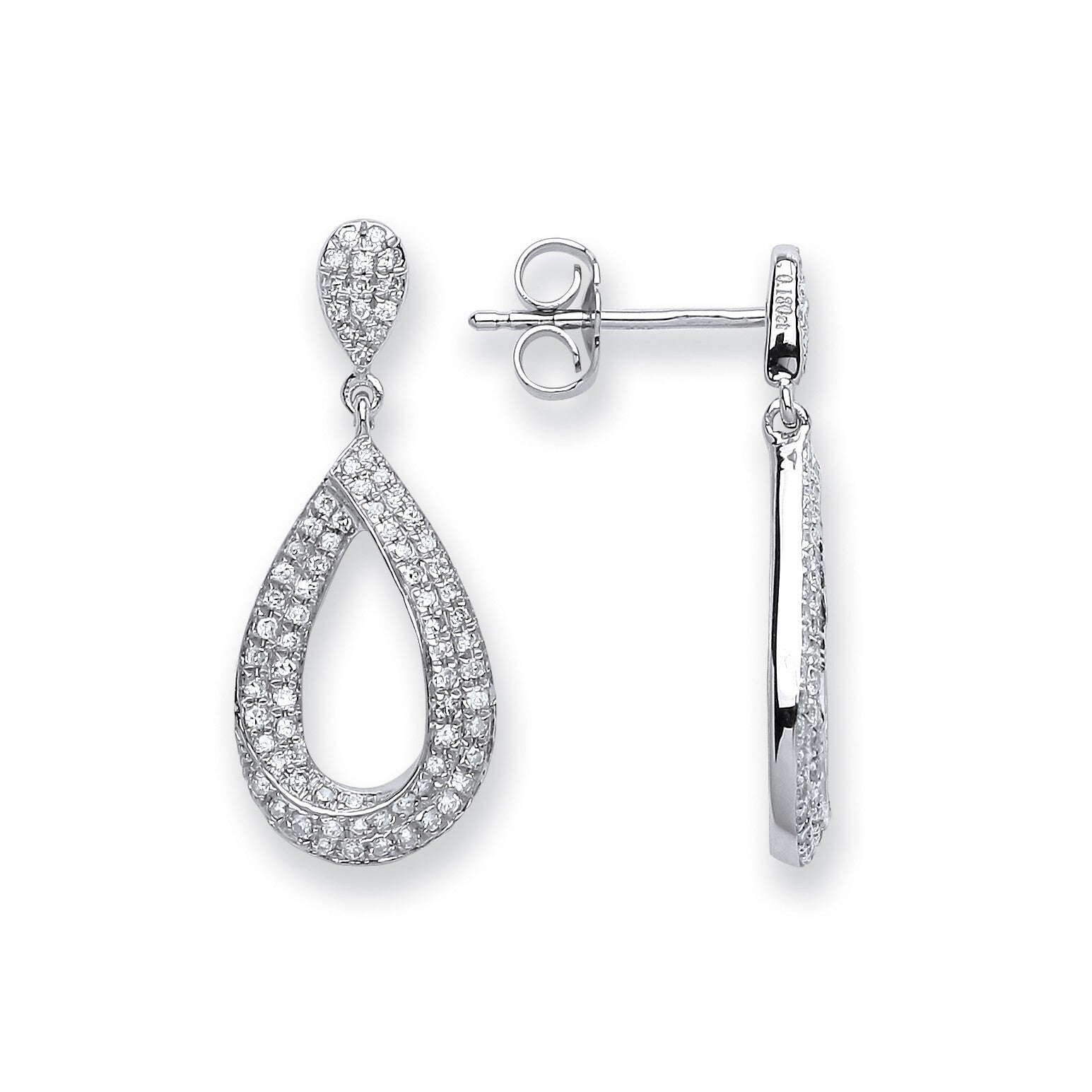 9ct White Gold 0.34cts Diamond Pear Shape Earrings Hallmarked British Made
