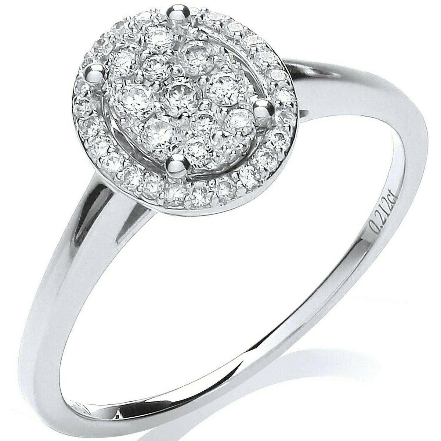 Real Diamond Oval Cluster Ring  18ct White Gold 0.20ctw
