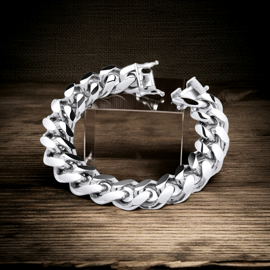 Solid Silver Mens Cuban Bracelet HEAVY 172 GRAMS 18.5mm Wide Hallmarked