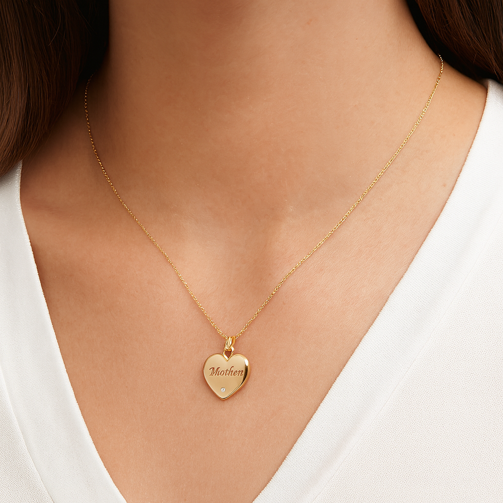 Natural Diamond Mother Necklace 18ct Gold on Solid Sterling Silver 16-18" Length