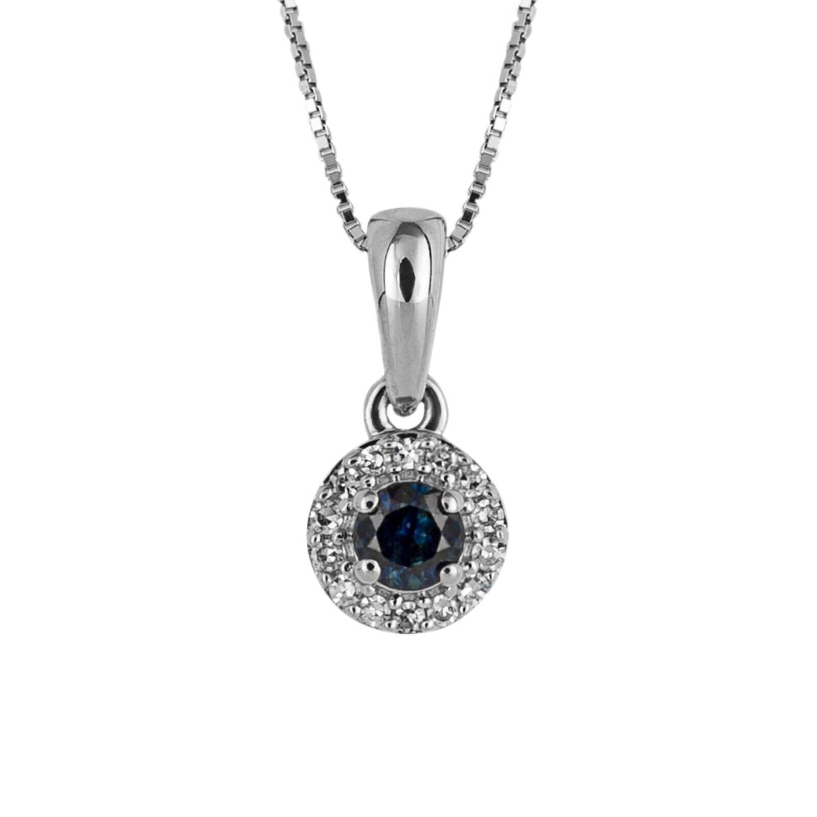 9ct White Gold Sapphire and Diamond Pendant and Earrings Set 16 18 or 20" Chain