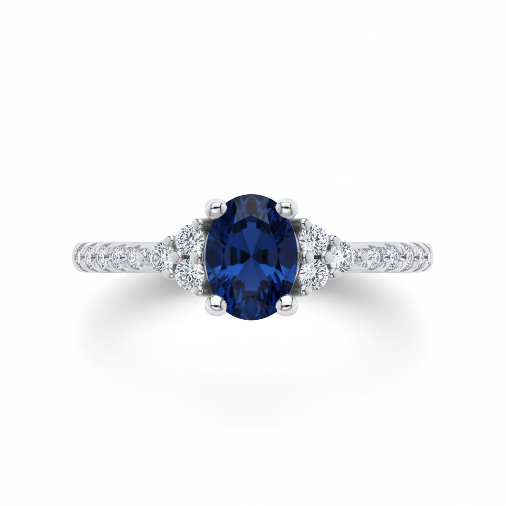 Sapphire Oval Solitaire Ring Solid Sterling Silver 925 Hallmark Sizes K - S