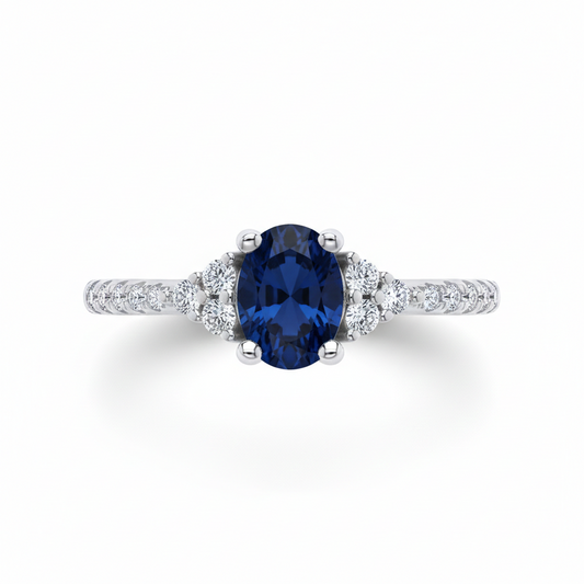 Sapphire Oval Solitaire Ring Solid Sterling Silver 925 Hallmark Sizes K - S