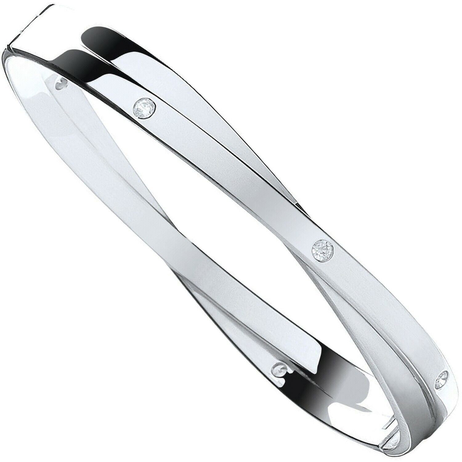 Solid Silver Kiss Hinged Bangle Ladies Oval Hallmarked