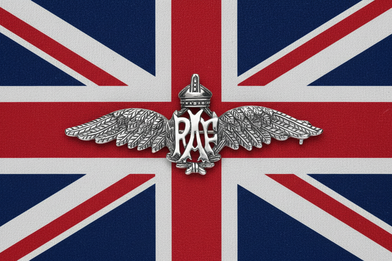 RAF Wings Brooch Badge Solid 925 Sterling Silver 925 Hallmark