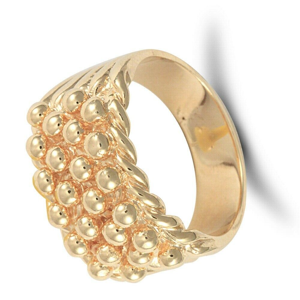 Yellow Gold Keeper Ring Gents 4 Row Solid Heavy 9 Carat Hallmarked British made