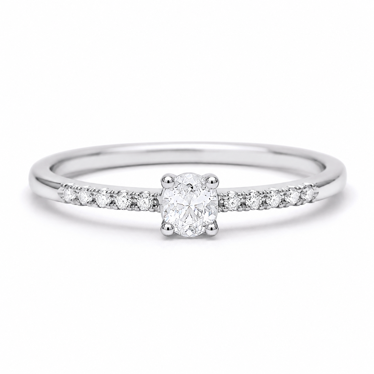 Oval Solitaire Engagement Ring Solid Sterling Silver 925 Size J-T