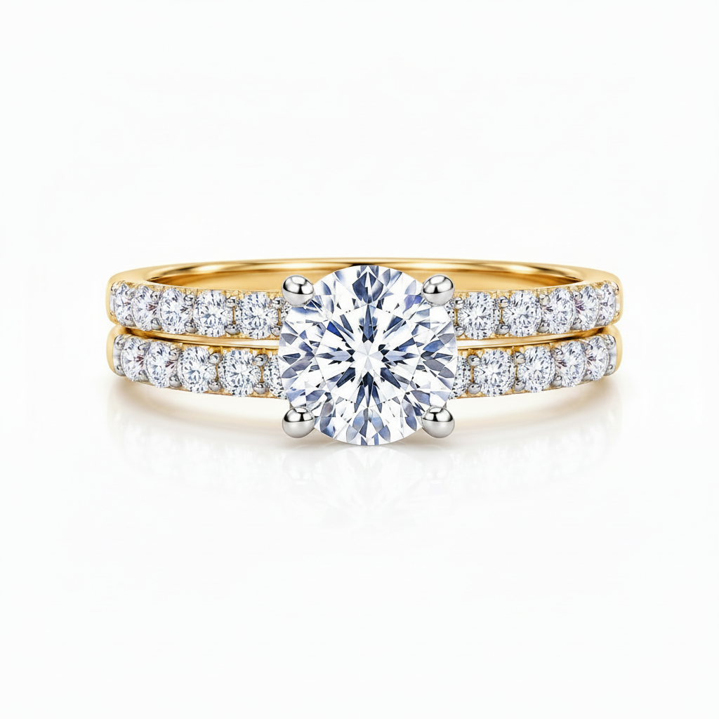 18ct Gold Bridal Set Rings Wedding Engagement on Sterling Silver 925 Size K - U