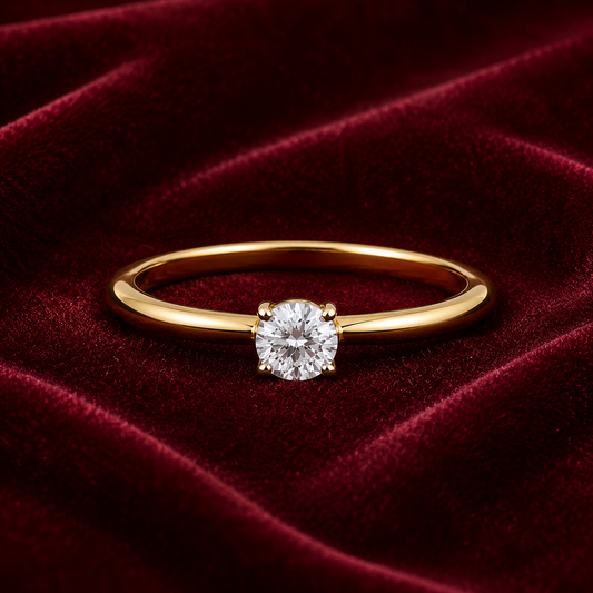 18ct Gold 5mm Solitaire Engagement Ring on Solid Sterling Silver 925 Size J - U