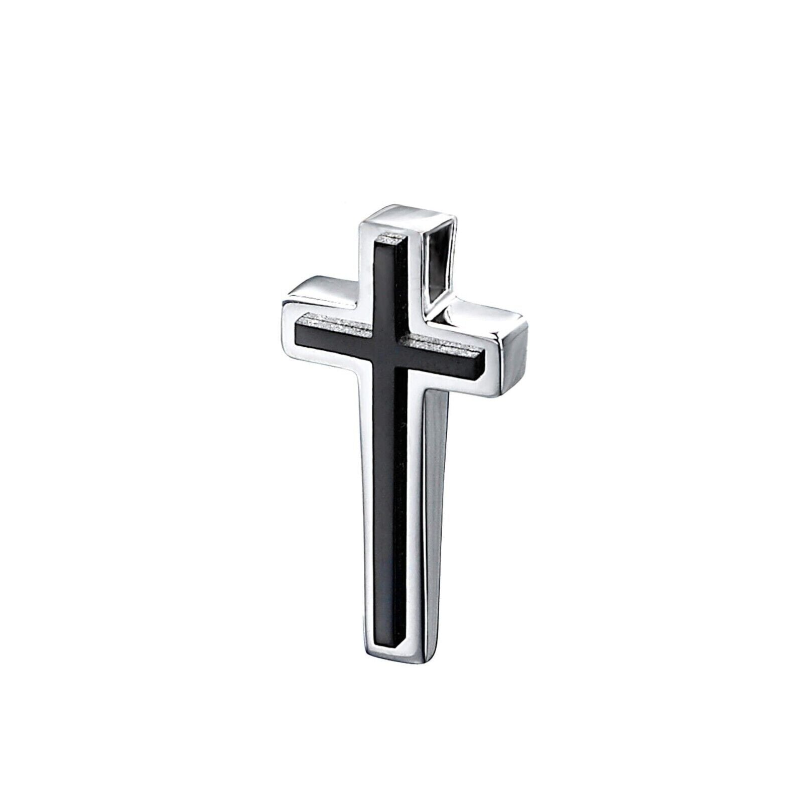 Fred Bennett Black IP Detail Cross Pendant 50cm Chain P3006