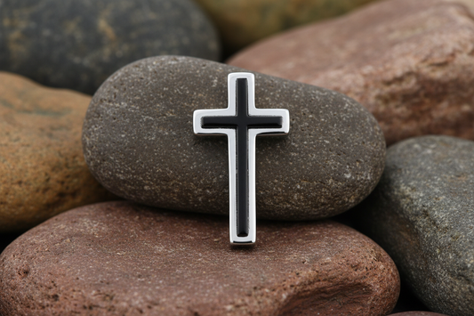 Fred Bennett Black IP Detail Cross Pendant 50cm Chain P3006