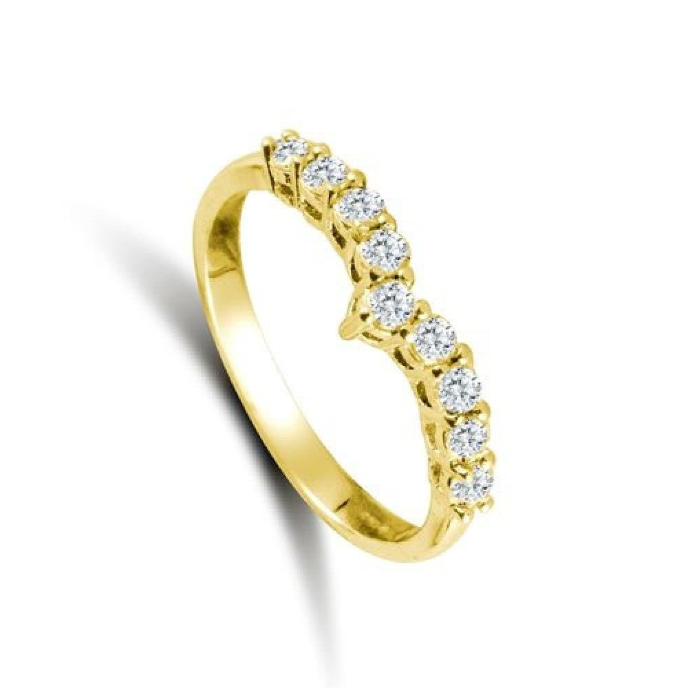 9ct Yellow Gold Ladies Wishbone Ring Eternity Wedding Band Full Hallmark
