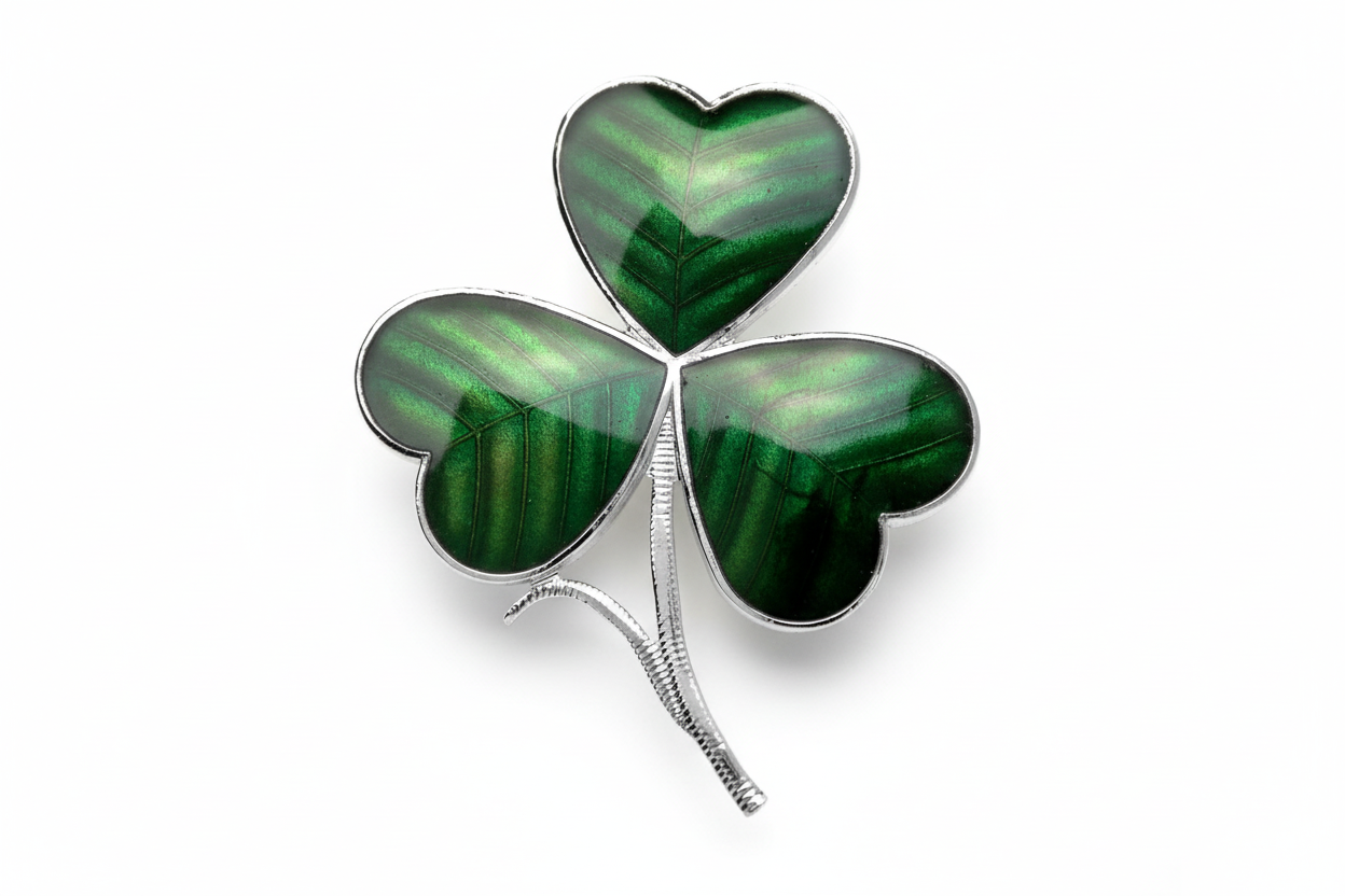 Shamrock Brooch Silver Plated Brand New Gift Packaging