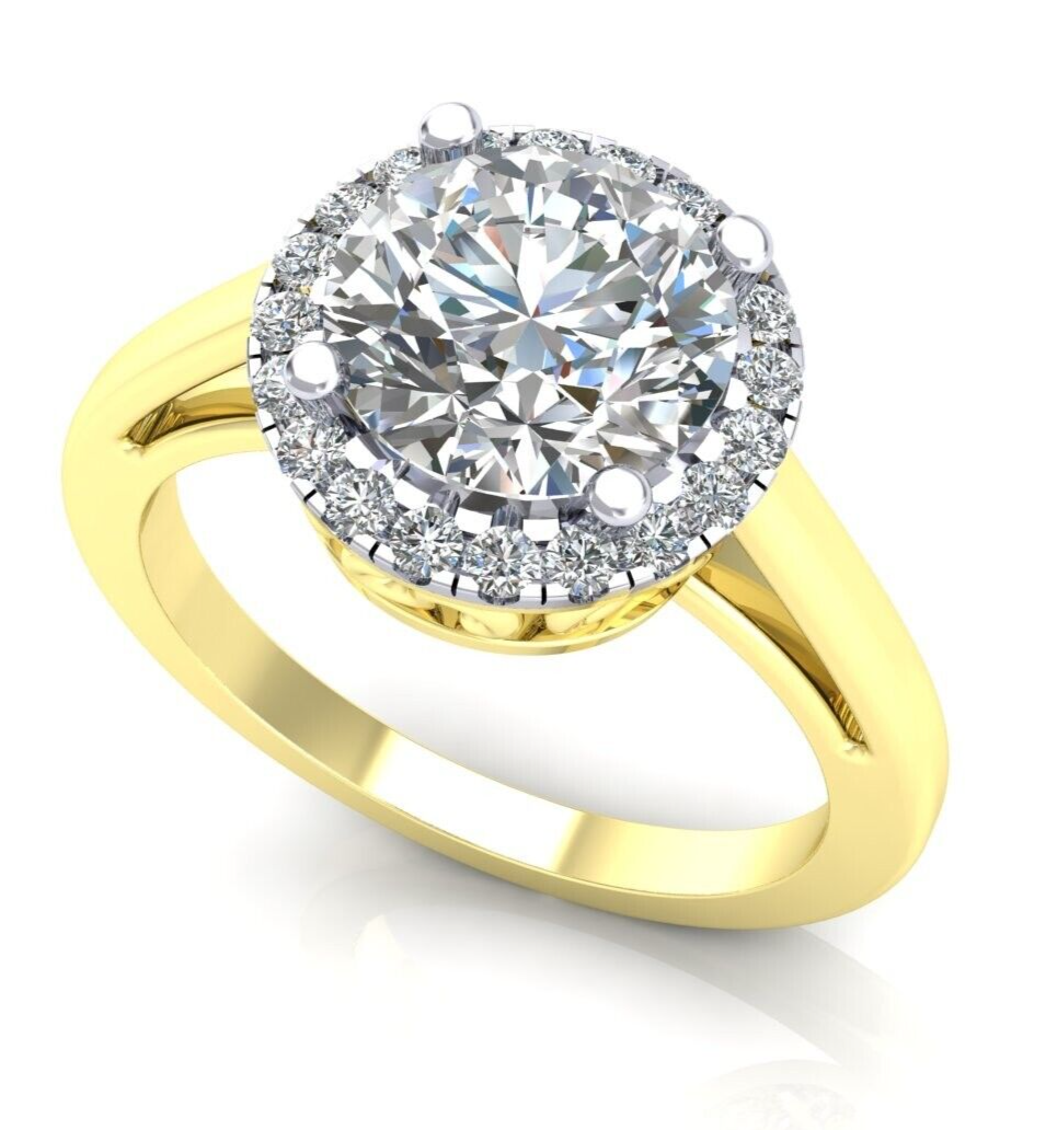 9ct Yellow Gold Zircon Cluster Ring Engagement Hallmarked Sizes L - R