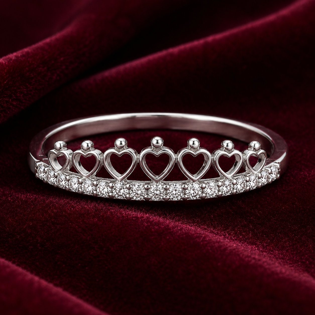 Tiara Crown Ring Solid Sterling Silver 925 Hallmark Size K-S