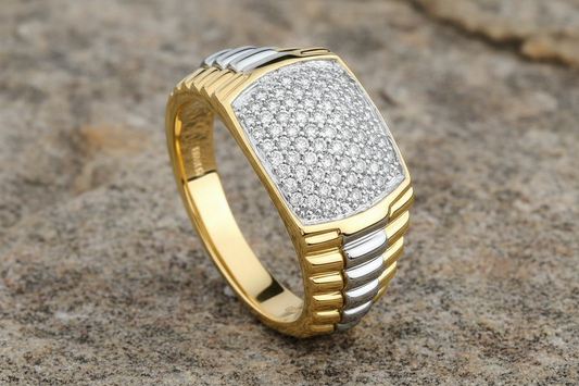 Gents Diamond Signet Watch Strap Ring 9ct Yellow Gold 0.50 Carat Weight