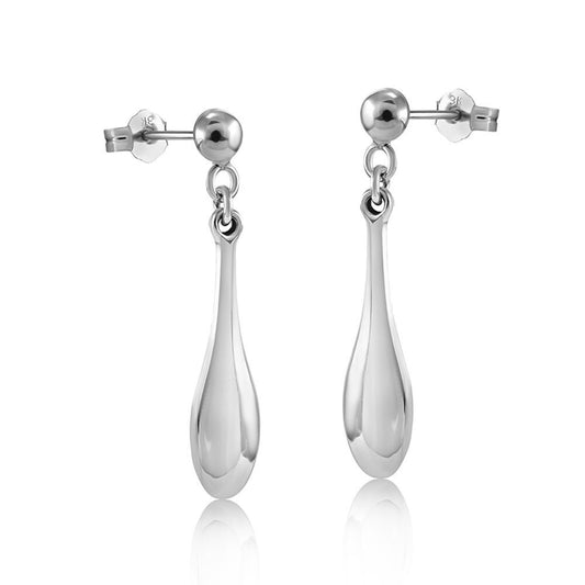 White Gold Drop Earrings 9ct Teardrop Dangly Drops Hallmarked 31 x 6mm