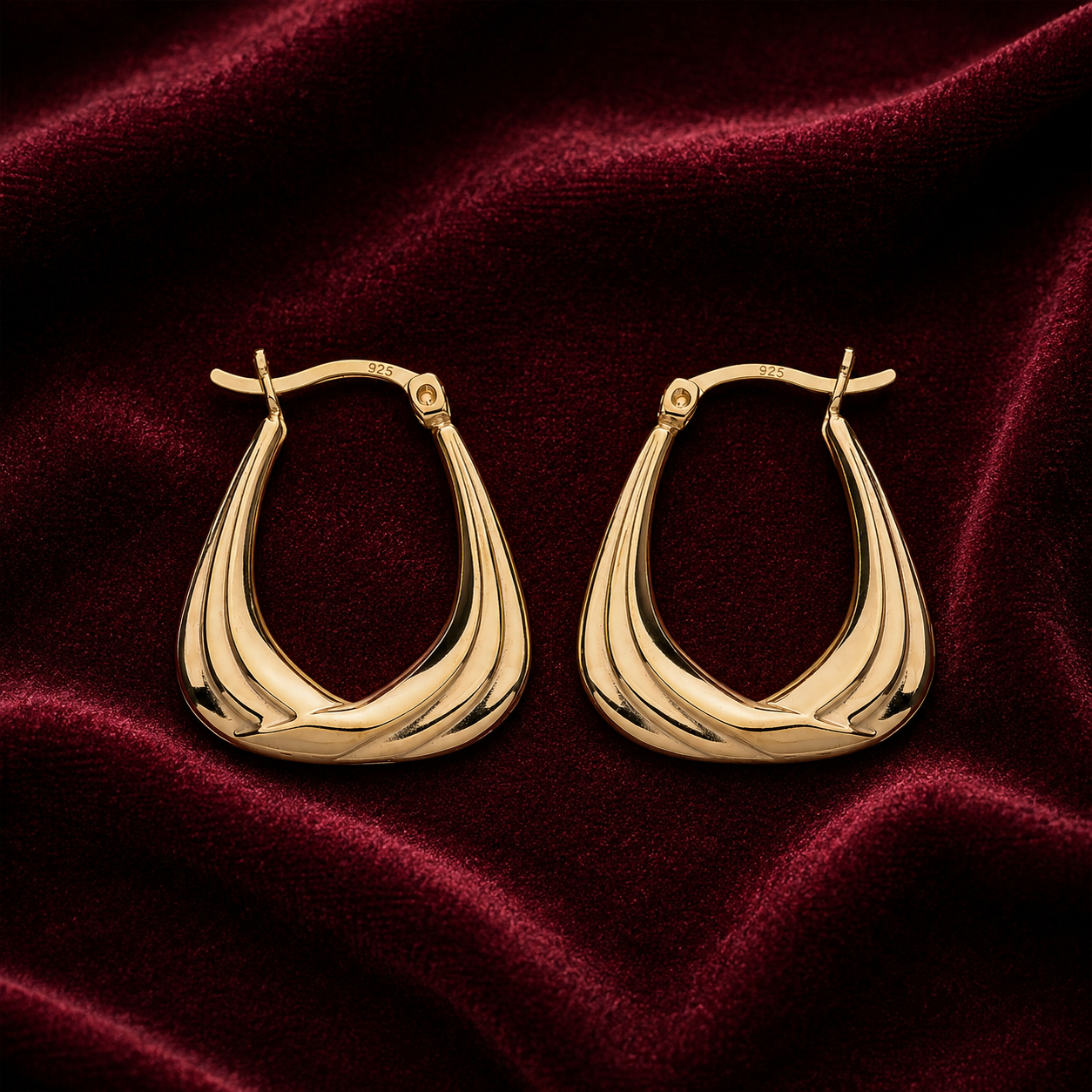 Twist Handbag Creole Hoop Earrings 18ct Gold on 925 Sterling Silver 23mm