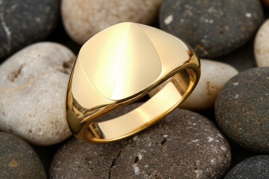 Gents 9ct Yellow Gold Square Cushion Signet Ring Hallmarked