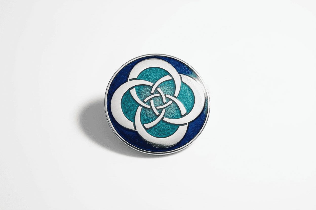 Blue Celtic Knot Brooch Silver Plated Brand New Gift Packaging