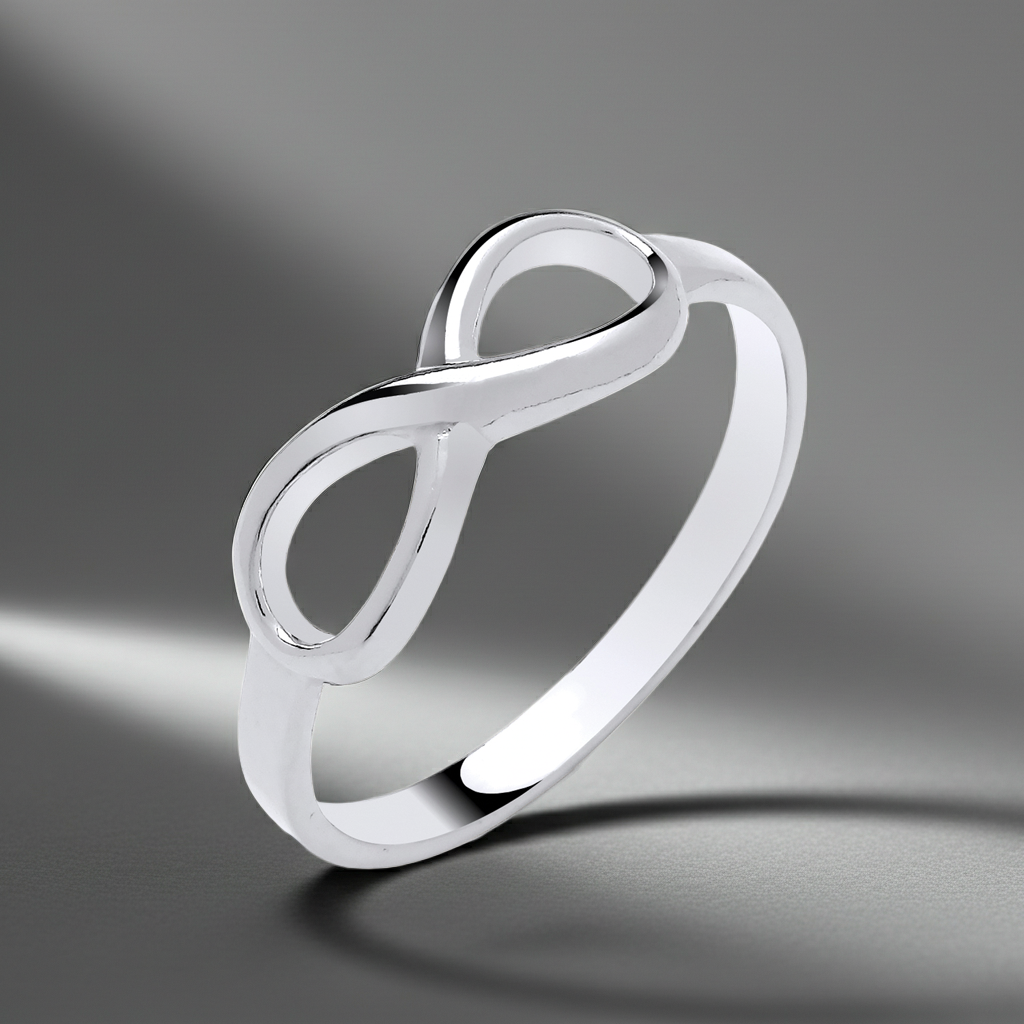 Sterling Silver Infinity Ring 925 Hallmark Rhodium Finish Sizes K - S