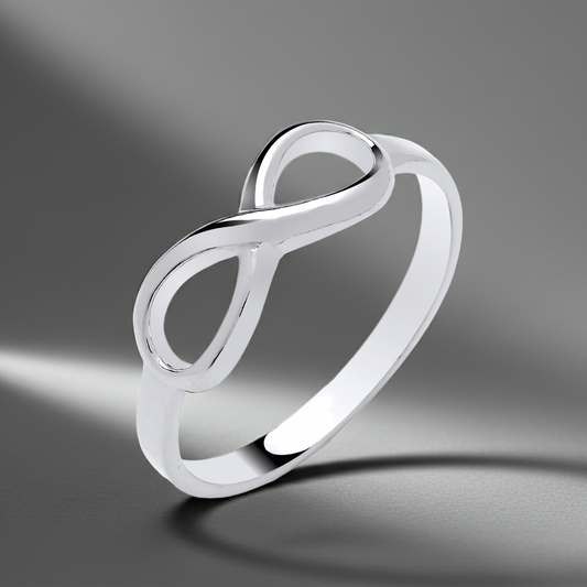 Sterling Silver Infinity Ring 925 Hallmark Rhodium Finish Sizes K - S