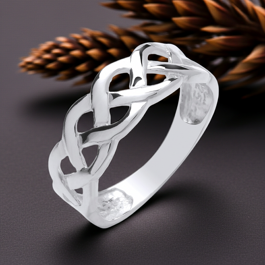Sterling Silver Celtic Ring 7mm Wide 925 Hallmark Sizes K - S