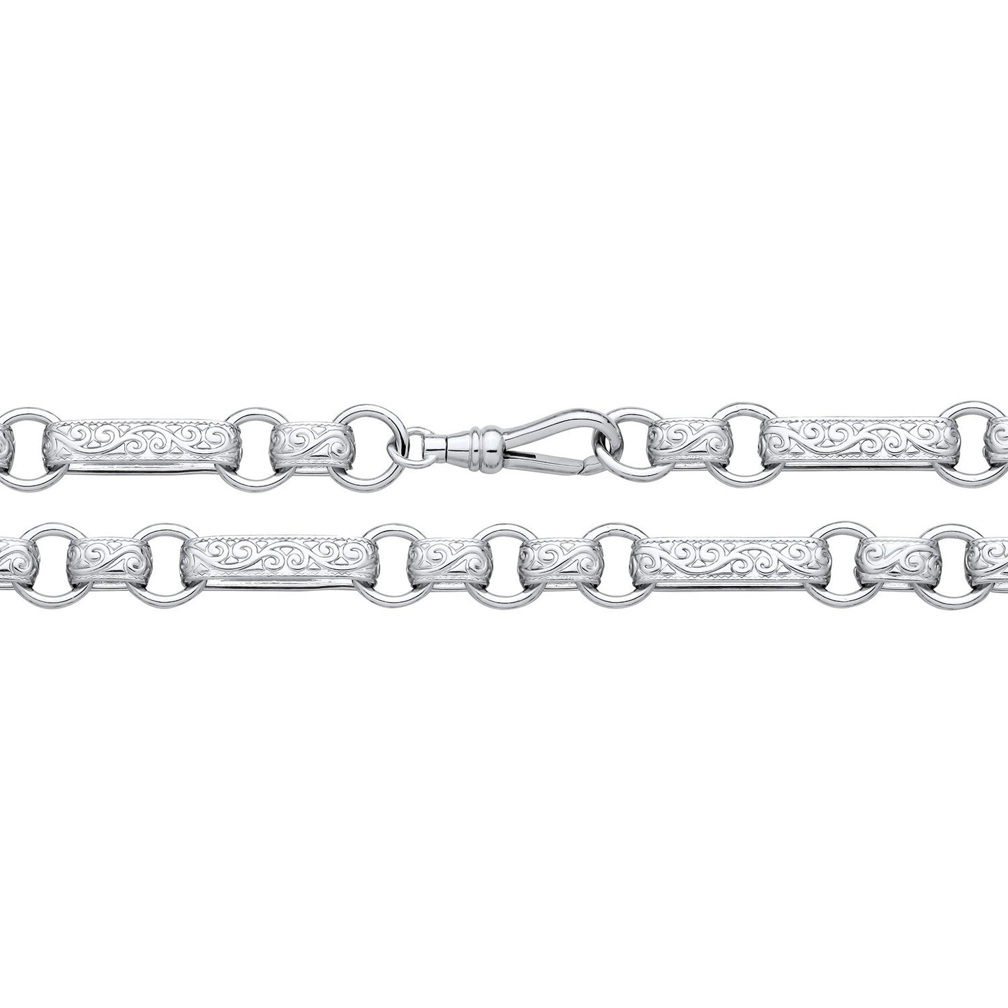 Men's Oblong Patterned Belcher Bracelet Solid Silver Hallmarked 9mm Wide 9"