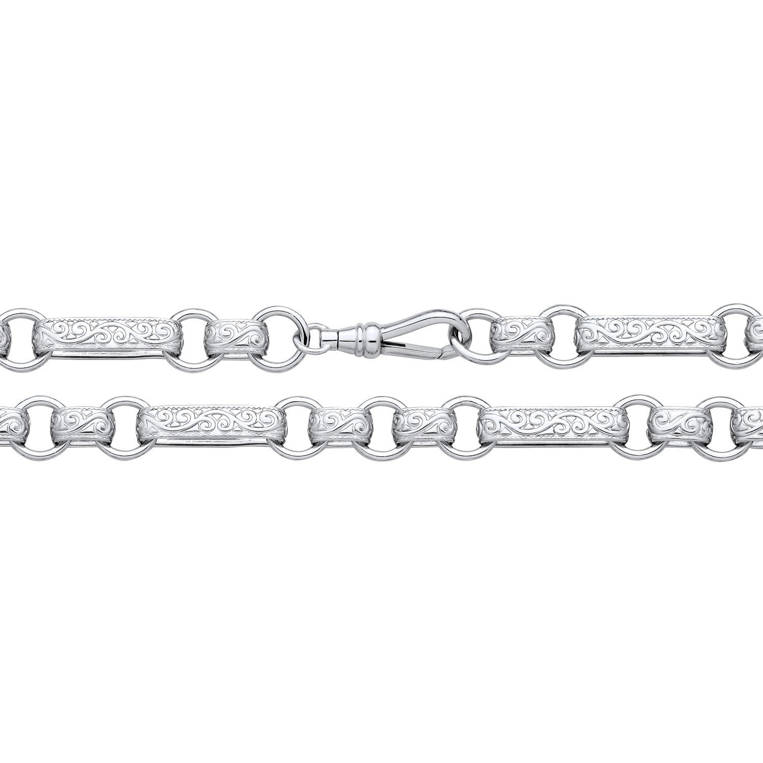 Men's Oblong Patterned Belcher Bracelet Solid Silver Hallmarked 9mm Wide 9"