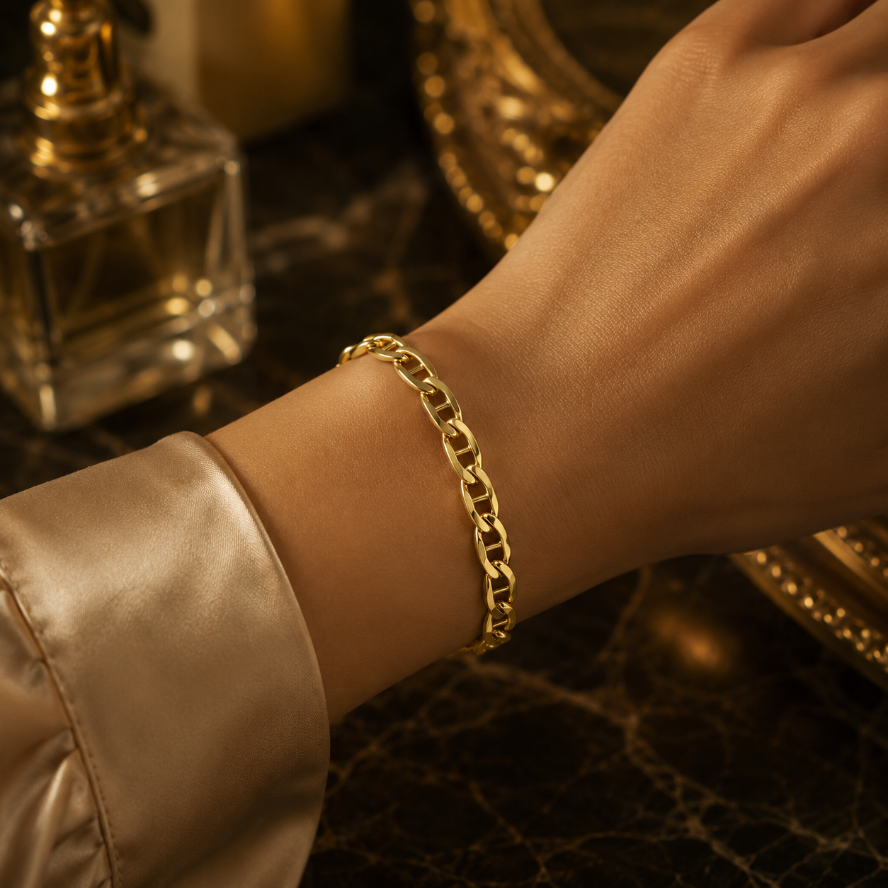Gold Anchor Link Bracelet 9ct Yellow Gold 375 Hallmark 19cm