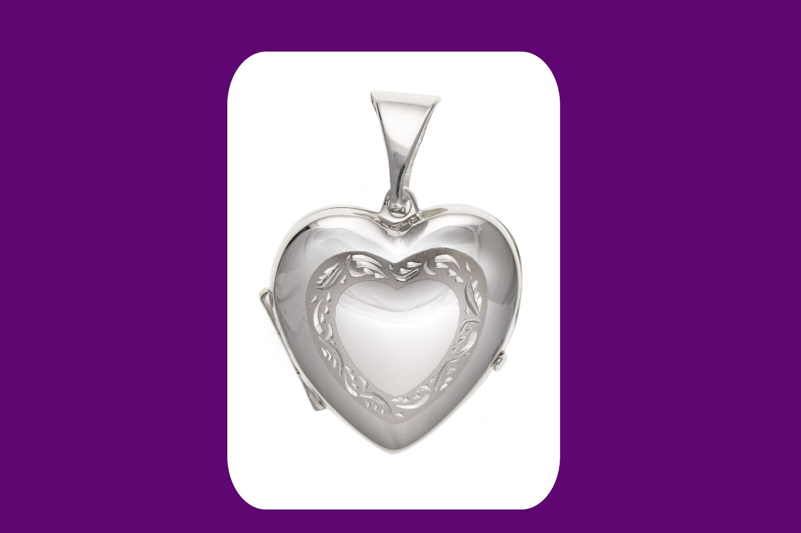 Engraved Heart Locket Solid Sterling Silver 925 Hallmark 20mm