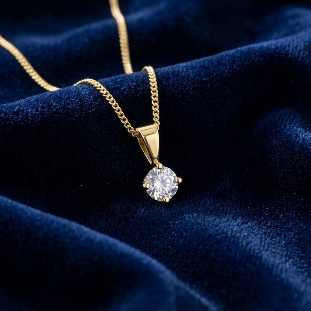 18ct Yellow Gold 0.25ct Claw Set Diamond Solitaire Pendant Hallmarked