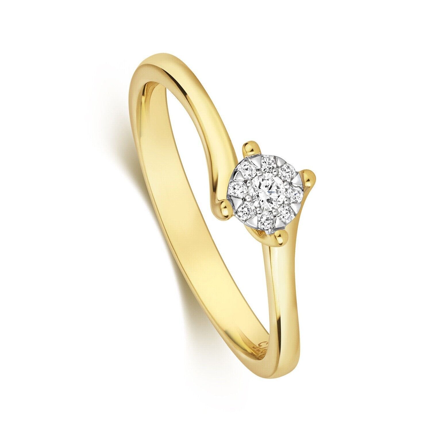 9ct Yellow Gold Real Diamond Twist Ring Engagement Size J - Q