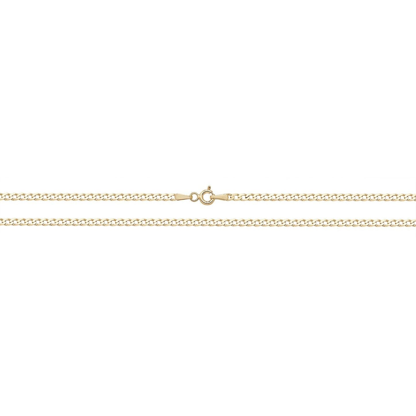 9ct Yellow Gold Curb Chain 16" Flat Bevelled 1.5mm Wide Hallmark Men's Women's
