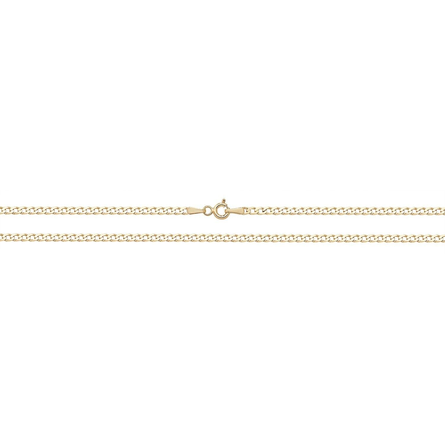 9ct Yellow Gold Curb Chain 16" Flat Bevelled 1.5mm Wide Hallmark Men's Women's