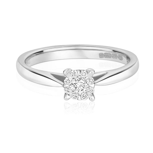 9ct White Gold Diamond Solitaire Ring Brilliant Set Engagement Size J - Q