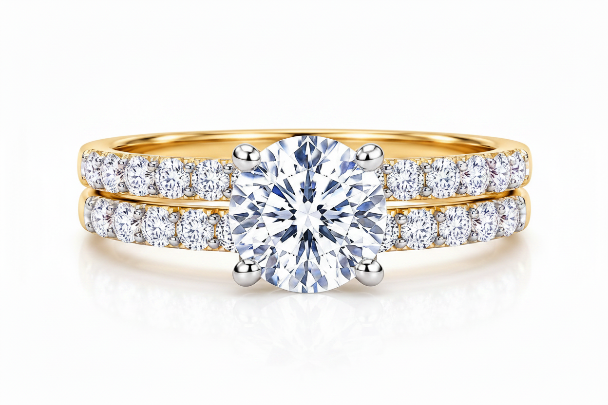 18ct Gold Bridal Set Rings Wedding Engagement on Sterling Silver 925 Size K - U