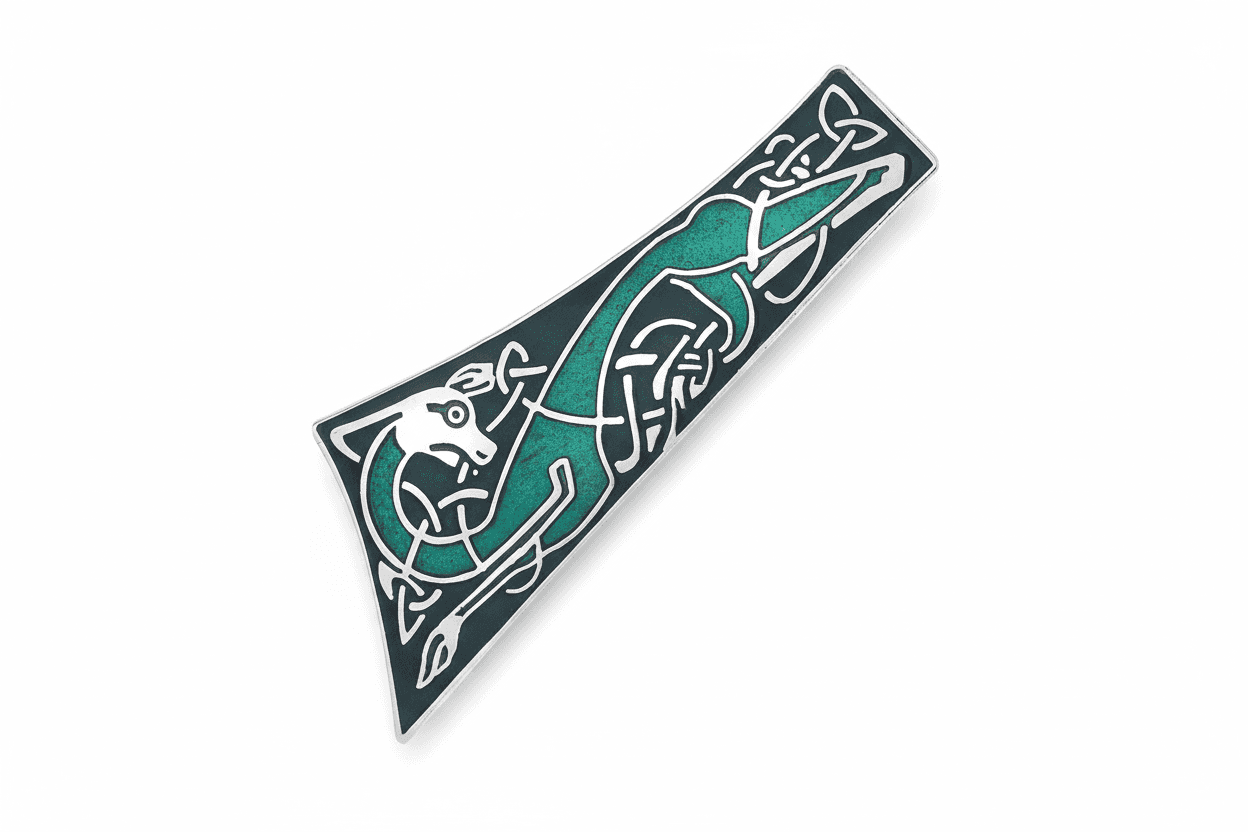 Celtic Dog Tie Shape Brooch Silver Plated Brand New Gift Packaging