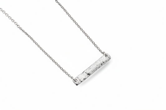 Silver Textured Bar Necklace Solid Sterling Silver 16-18" Hallmark Luxury Box